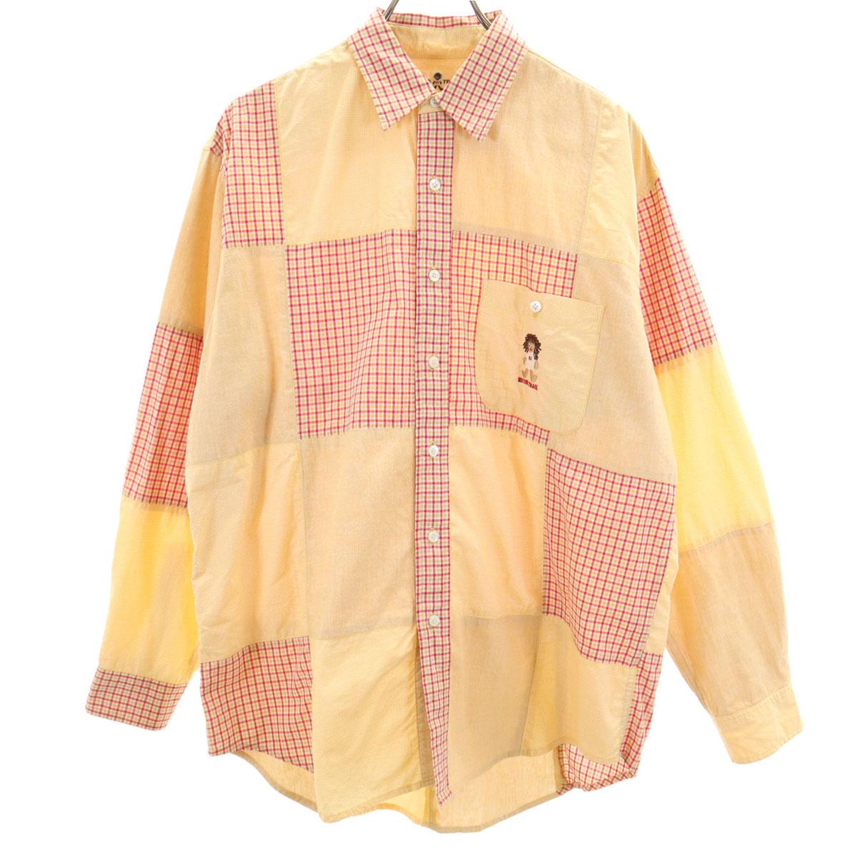 

NATURE TRAIL Long sleeve shirt L Yellow Pink house Women Used
