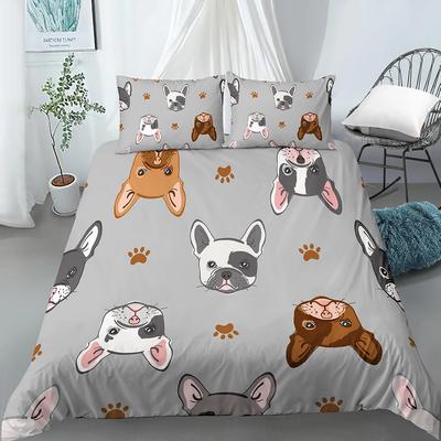 Kreslený Pes Povlečení Set Vtipný Mops Tisk King Size Ložní Prádlo Pro Děti Kluky Dívky Zvířecí Téma 2/3ks Twin Povlak na Přikrývku