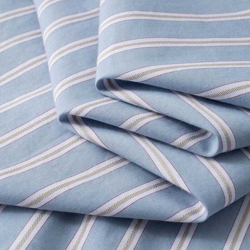 Dibinze Men's Plus Size Vertical Striped Pure Cotton Long Sleeve Shirt