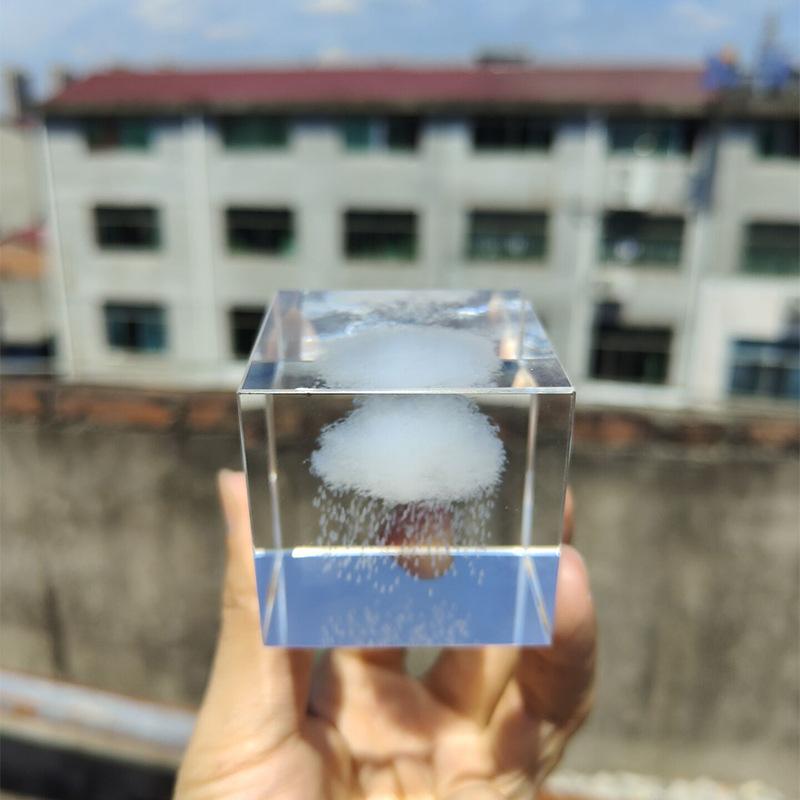 Crystal Transparent Glass Stone Carved Clouds Dandelion Rain Sun Love White Embryo Decoration. Best Choice for Gift Giving