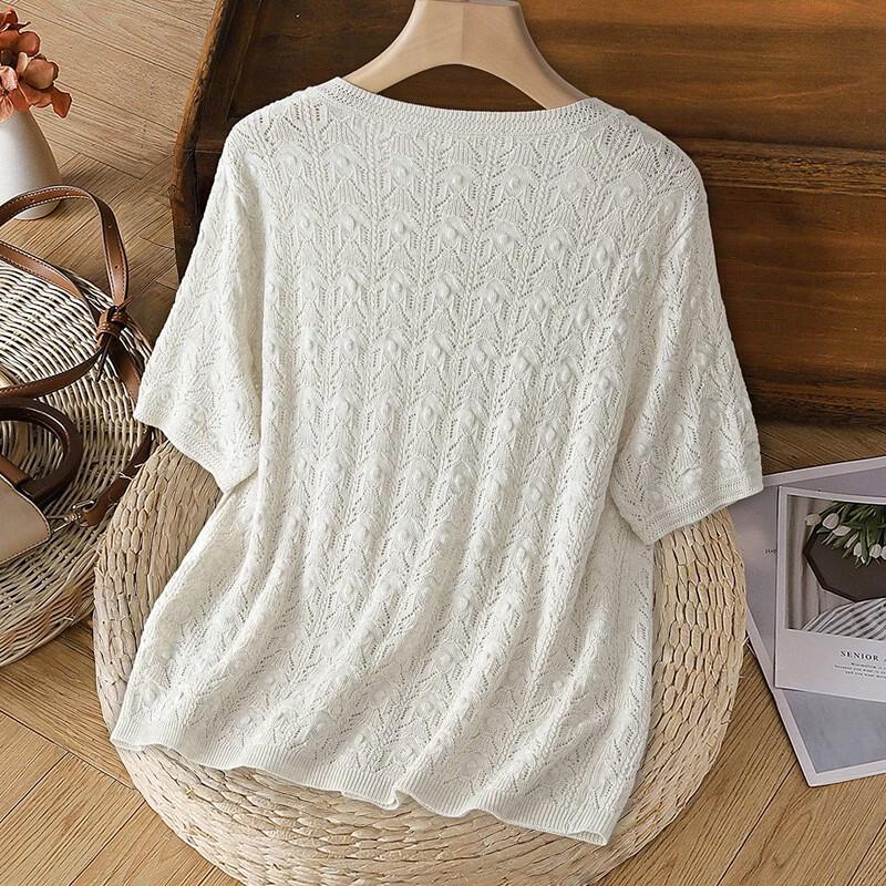 Women's Short Sleeve Round Neck Knit Top