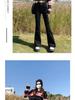 Women's High-Waisted Slimming Black Micro Flare Jeans with Raw Edge - Autumn 2024 Collection