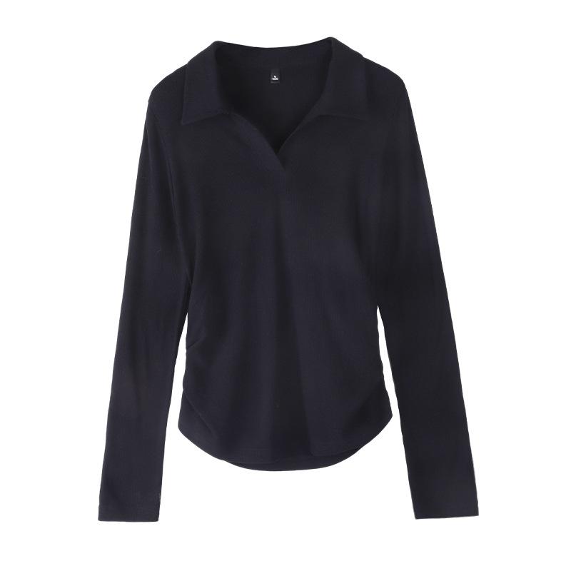 

2025 Women s Slim Fit Long Sleeve Turn-Down Collar Shirt L чорний