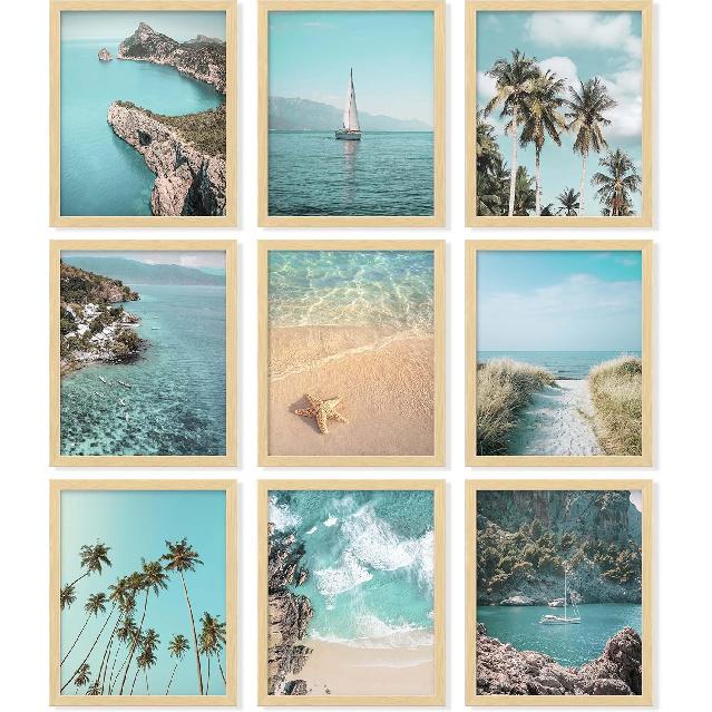 97 Decor Coastal Wall Art Decor - Coastal Posters Beach Pictures, Ocean Beach Prints Wall Art, Summer Tropical Artwork, Palm Tree Beachy Photos for UNFRAMED