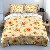 Cute Bees and Flowers Pattern Bedding Duvet Cover Set  (1*Duvet Cover 2*Pillowcases, without duvet insert)