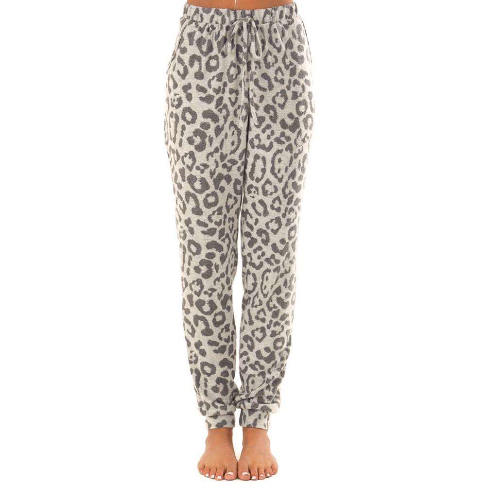 2Pcs Women Tracksuit Leopard Print Pants Sets Leisure Wear Wear Suit