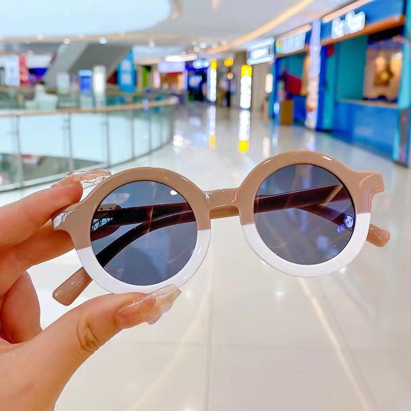 New Splicing Colour Round Cute Kids Sunglasses UV400 Boy Girls 1-7 Years Old Lovely Baby Sun Glasses Children