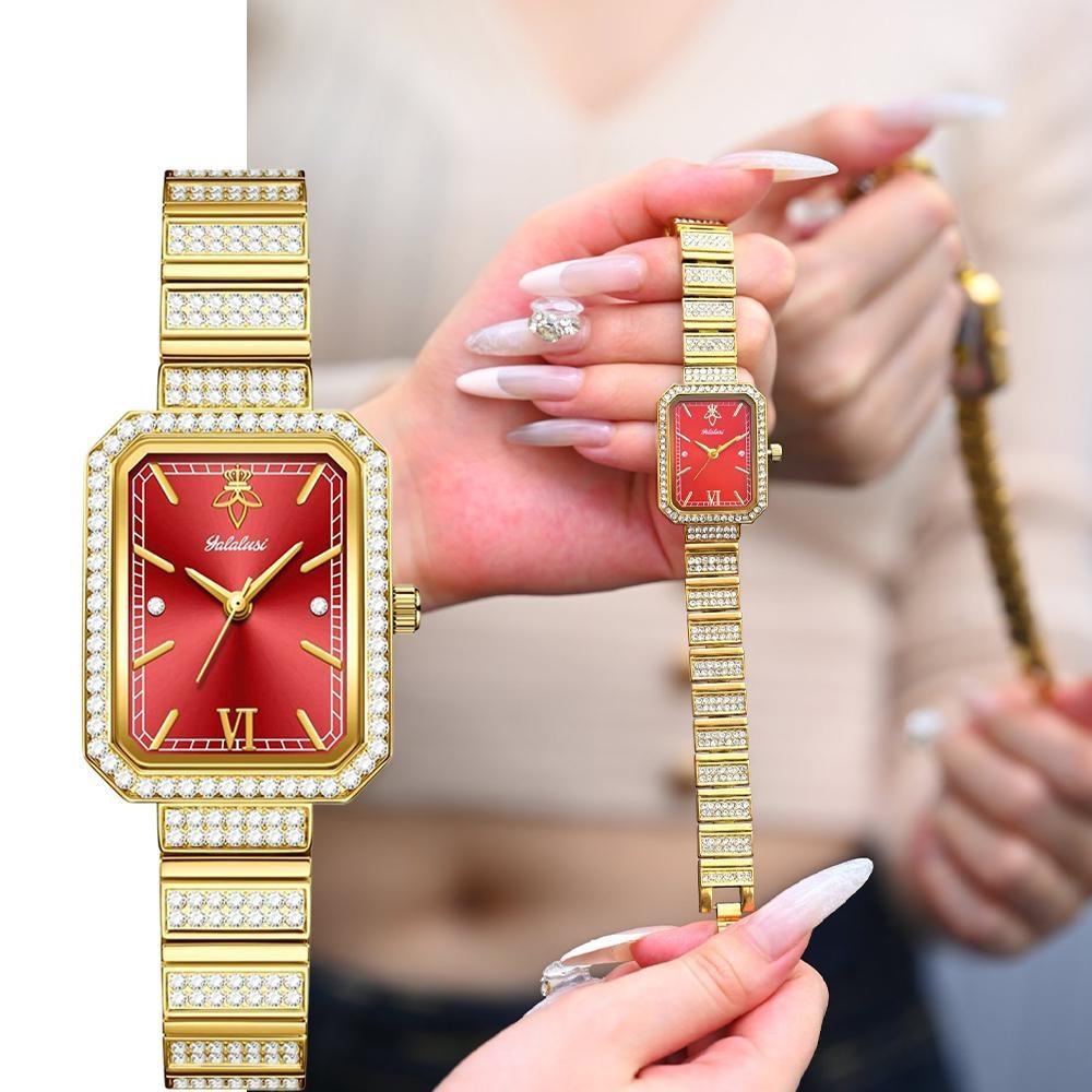Fashion Womens Diamond Bracelet Watches Square Dial Waterproof Quartz Watch for Ladies