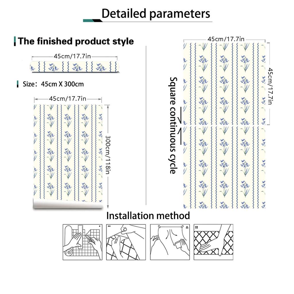 Lily of the Valley Wallpaper Peel and Stick Removable Waterproof Self Adhesive Floral Wall Paper for Bedroom Bathroom