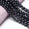Boho Handmade Rice Pearl, Black Natural Freshwater Pearls Beads for Jewelry Making DIY Necklace Accessories, Mother's Day Crafts 36cm