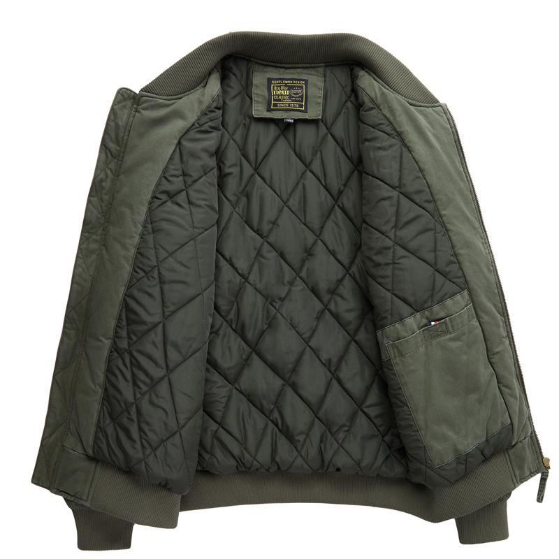 Men's Military-Style Cotton Padded Flight Jacket - Retro Casual Workwear for Autumn/Winter