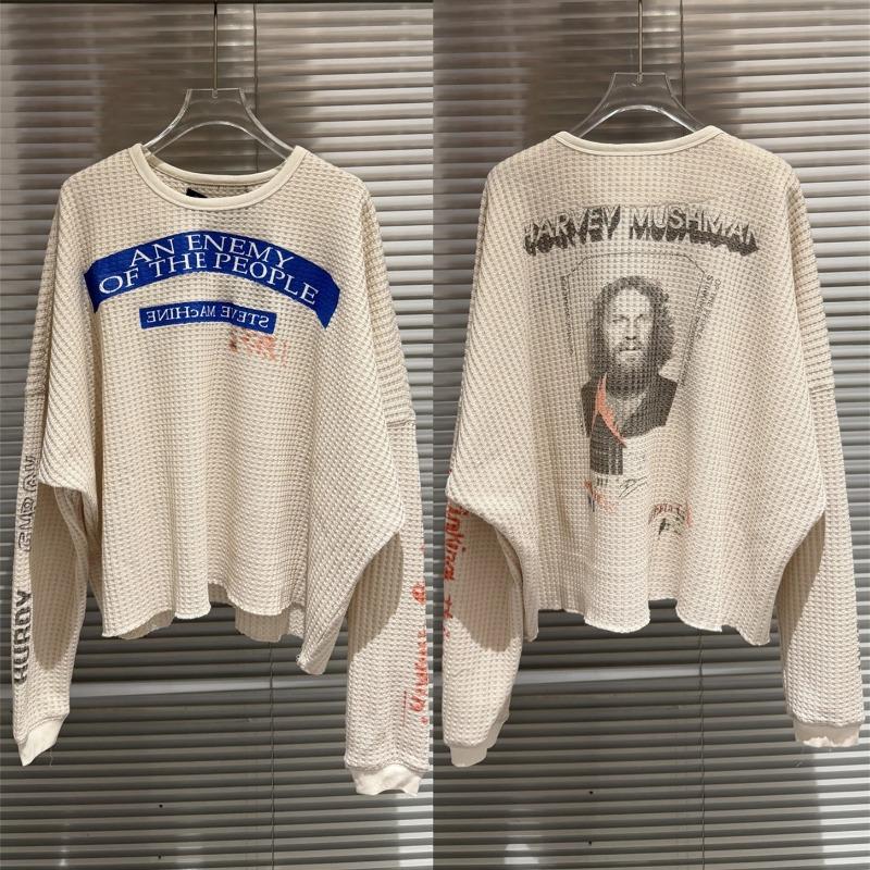 ROADVIBE Waffle Manica Lunga Paly T-shirt Vintage Casual Oversize per Uomo