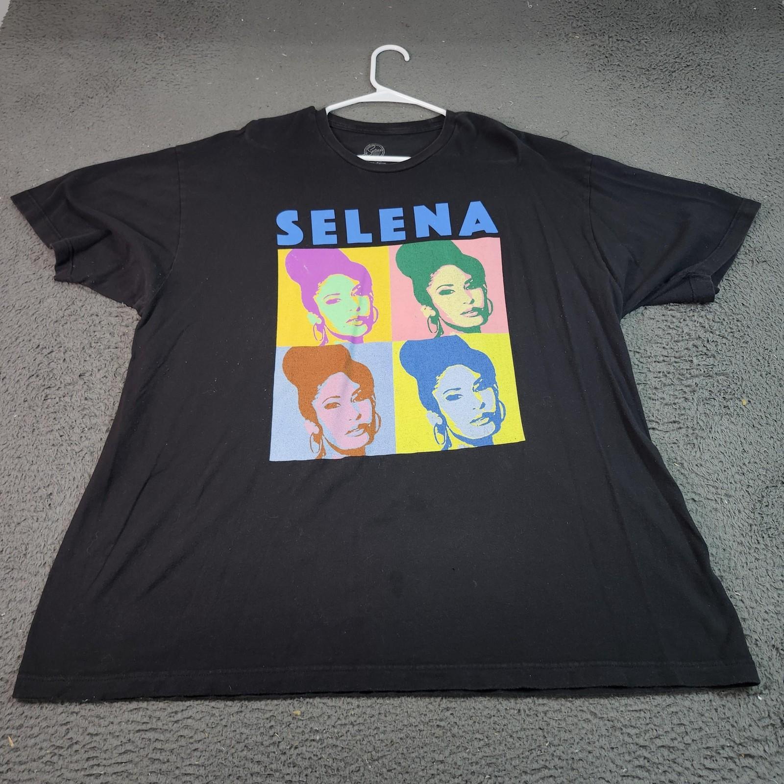 Selena Shirt Mens 2XL Black Pop Art Portrait Graphic Tee Tagless Cotton Music Unisex T-Shirt L
