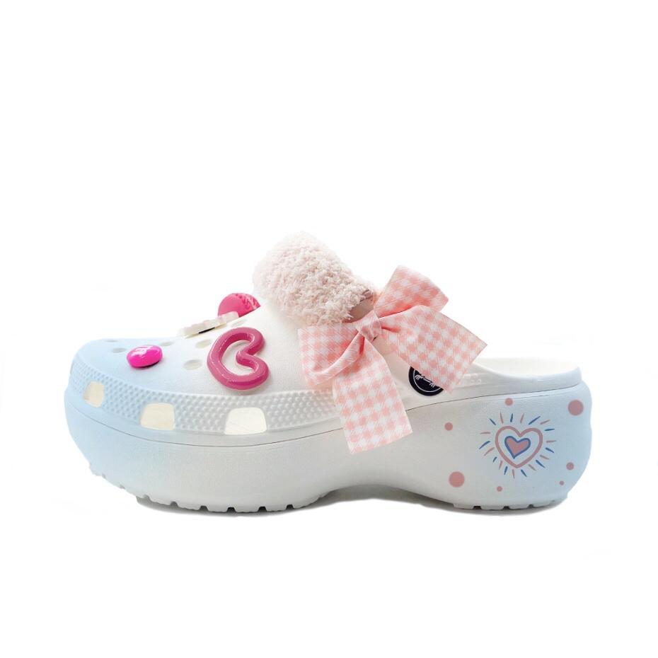 

Crocs Classic Platform Clog Cherry Lipstick Beach Girl EVA Stylish Comfortable Versatile Hole Shoes Unisex Blue 34-35 синий