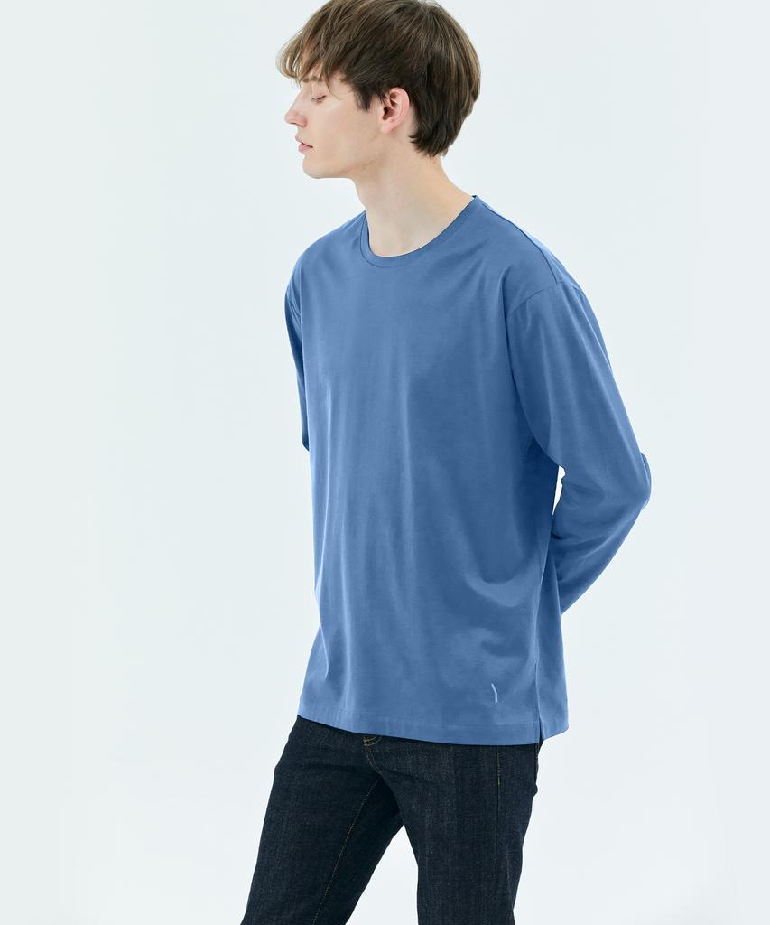YJACK M_Signature Loose & Relaxed Fit Long Sleeve T-Shirt (180Gsm) Kmjt002L (B Type)