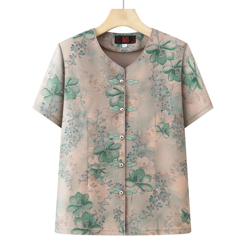 New Chinese Style Summer Top for Middle-Aged Women 5XL