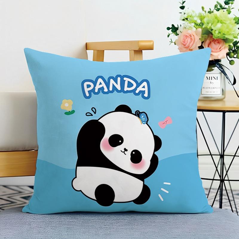 Cute Panda Print Decorative Pillowcase Bedroom Living Room Square Cushion Pillowcase