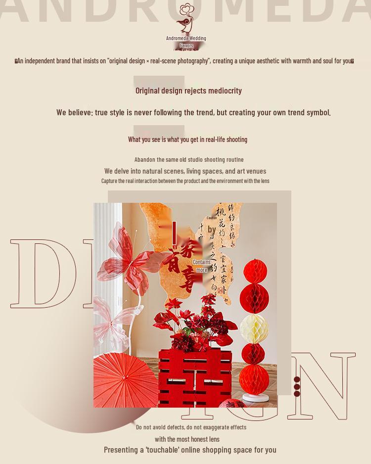 Wedding Decoration Set: Bridal Room, Engagement Banquet, Double Happiness & Large Bow