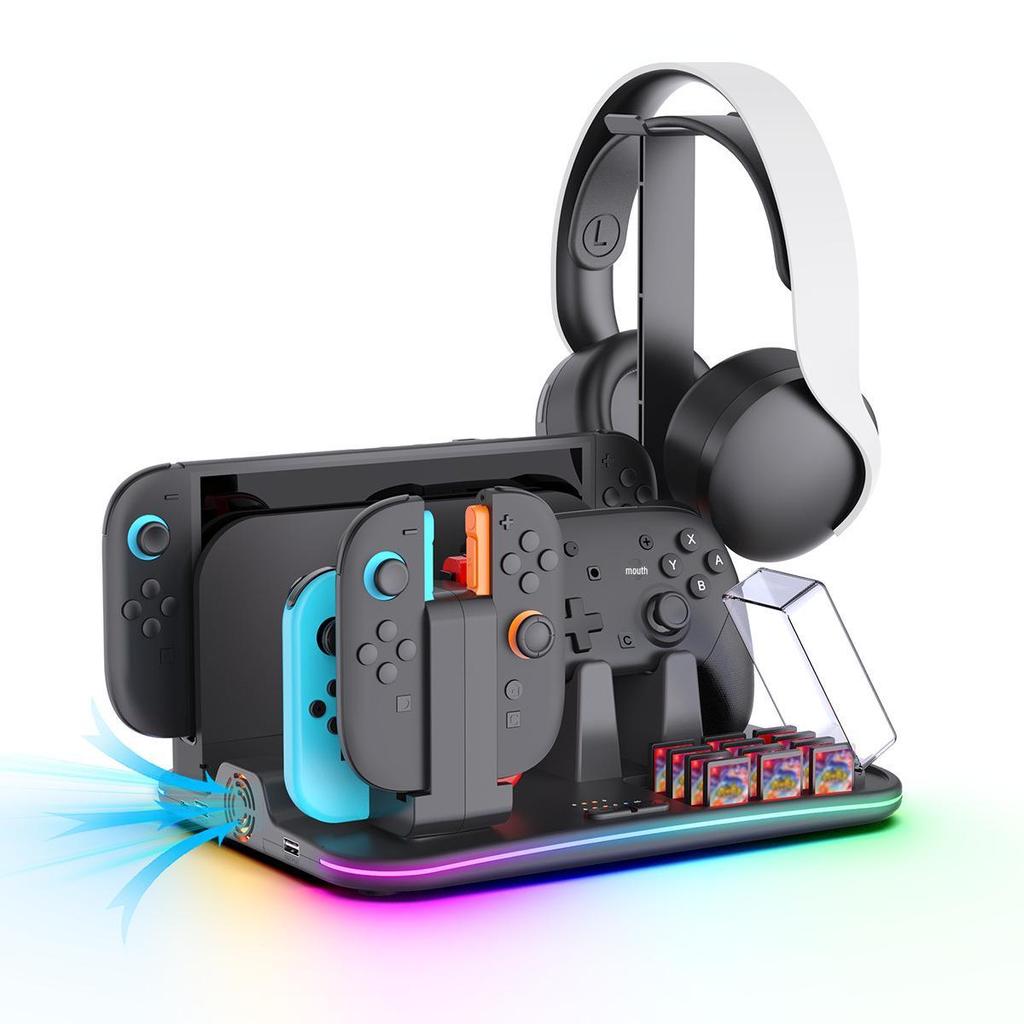Switch 2 Multifunctional 12-in-1 RGB Cooling & Charging Dock with Console Storage