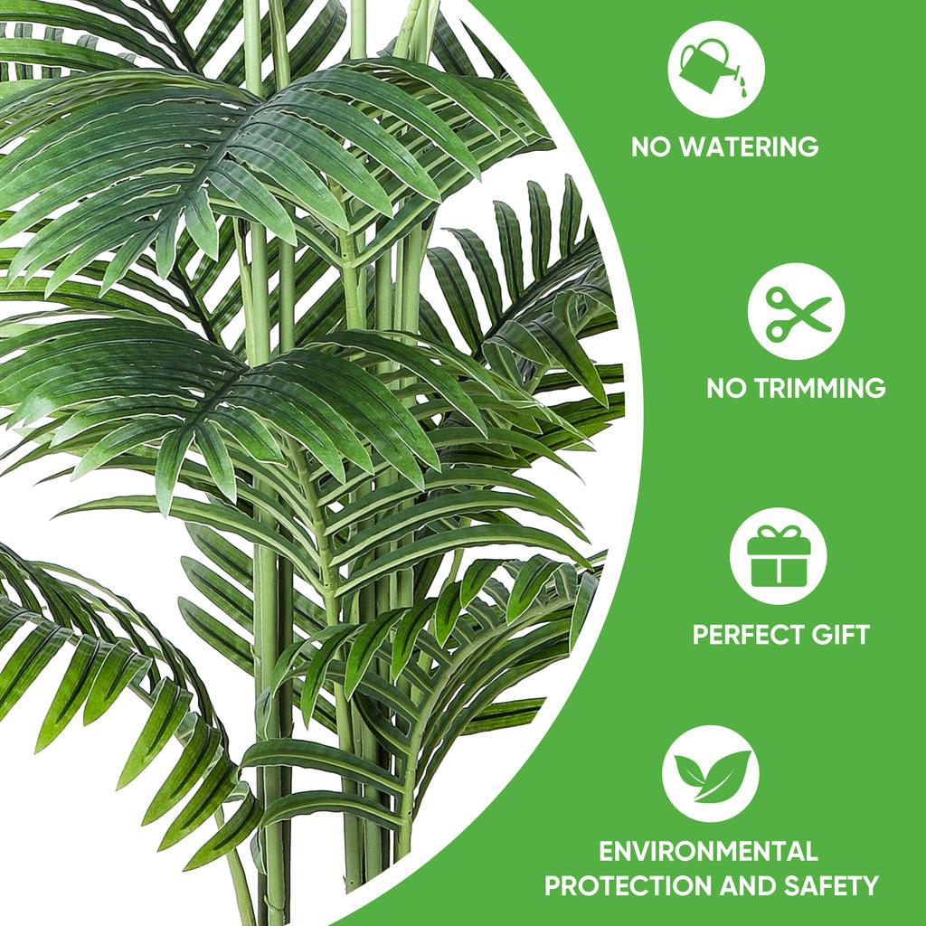 2PCS 5FT Artificial Areca Palm Plant Realistic Tropical Potted Tree Adjustable Branches Low Maintenance for Indoor Outdoor Home