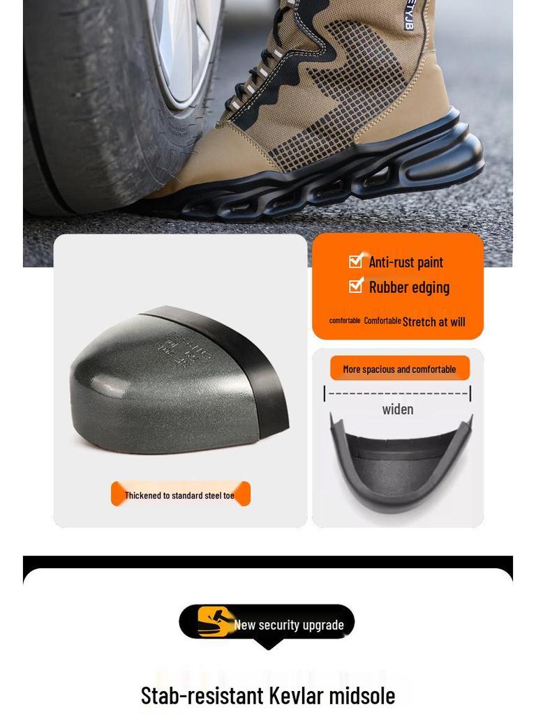 Men's High-Top Waterproof Safety Boots – Anti-Smash, Anti-Puncture, Comfortable for Extended Wear