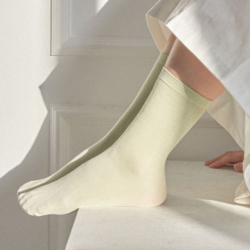 GNGB [3 sets] Basic pastel cotton socks_7 colors to choose from