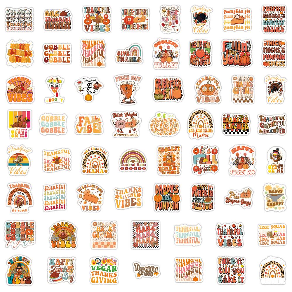 60 New Groovy Thanksgiving Stickers DIY Skateboard Luggage Stickers