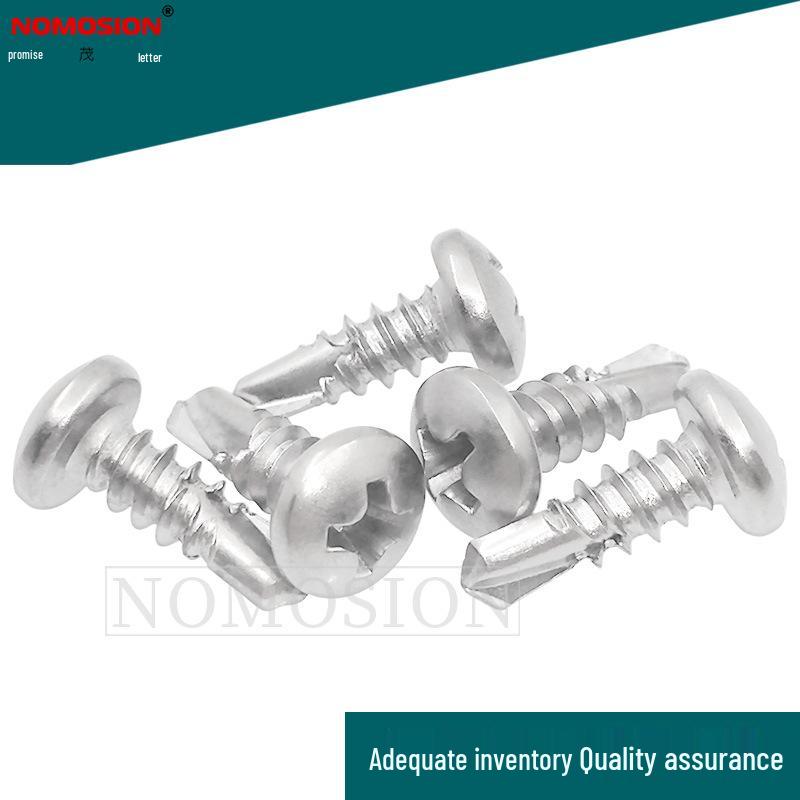 304 Stainless Steel Phillips Round Head Self-Tapping Winged Screw, #8*1/2-Inch