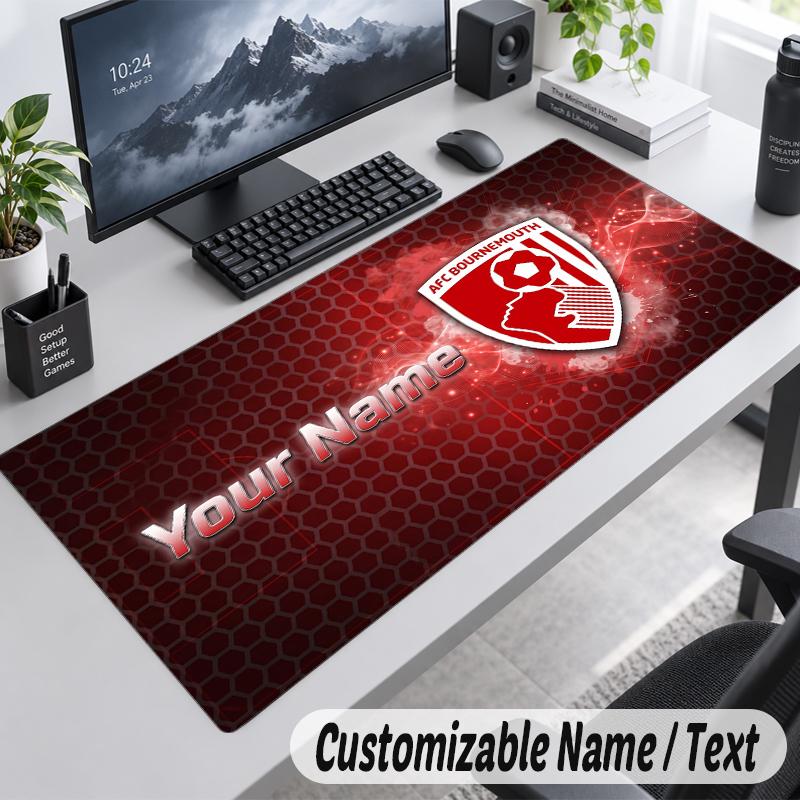 Custom Name Text Mouse Pad Bournemouth Football Personalized Desk Pad For Work And Gaming