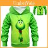 Adorable Sudadera con Capucha Pullover de Grinch para Niños para Celebraciones Festivas de Halloween