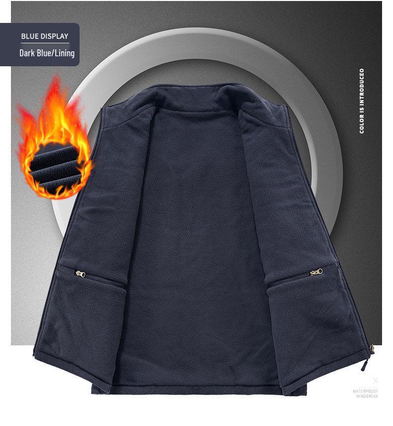 Herren Wendbare 8-Taschen Fleeceweste - Herbst/Winter Polarfleece, Ärmellos und Verdickt für Outdoor-Einsatz