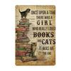 1pc, Retro Cats Metal Sign Once Upon A Time There was A Girl Who Really Loved Cats Vintage Sign for Home Retro Coffee 8x12 In