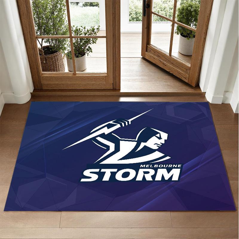 Melbourne Storm Design Crystal Velvet Rug Soft Decorative Mat for Bedroom Entrance