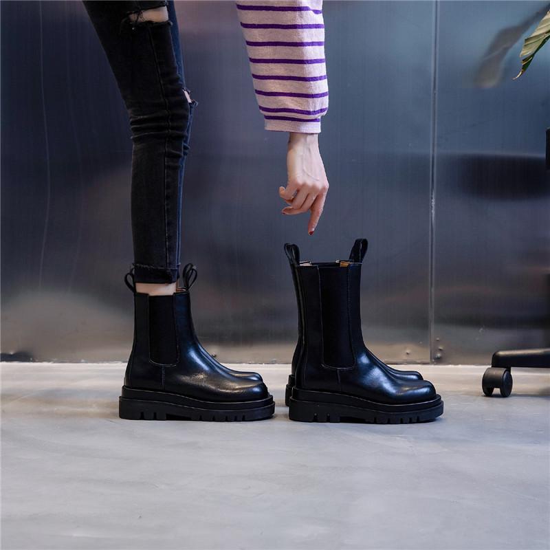 Primavera Otoño Mujeres Moda British Martin Botas de Cuero Casual Botas  Altas Chelsea Botas Chelsea comprar a buen precio — entrega gratuita,  reseñas reales con fotos — Joom