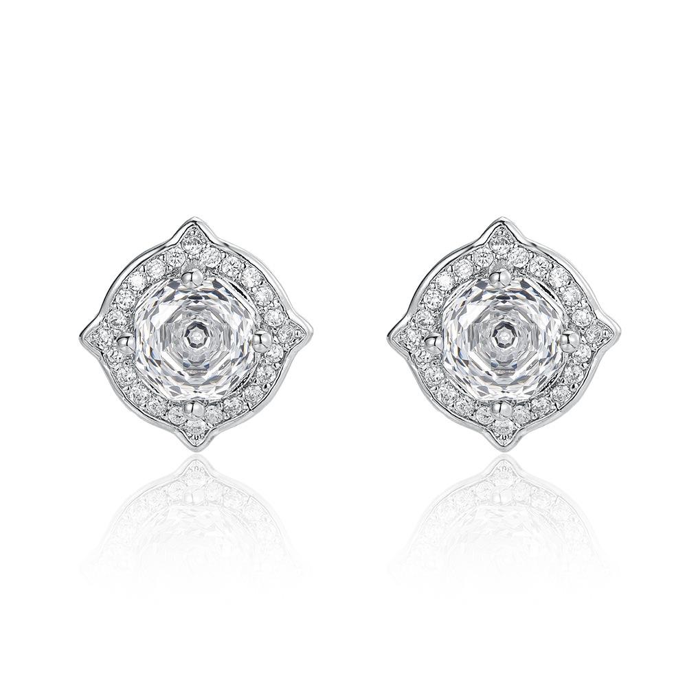 Blazing Rose Millennium Cut Zircon Stud Earrings Luxury Design Earrings