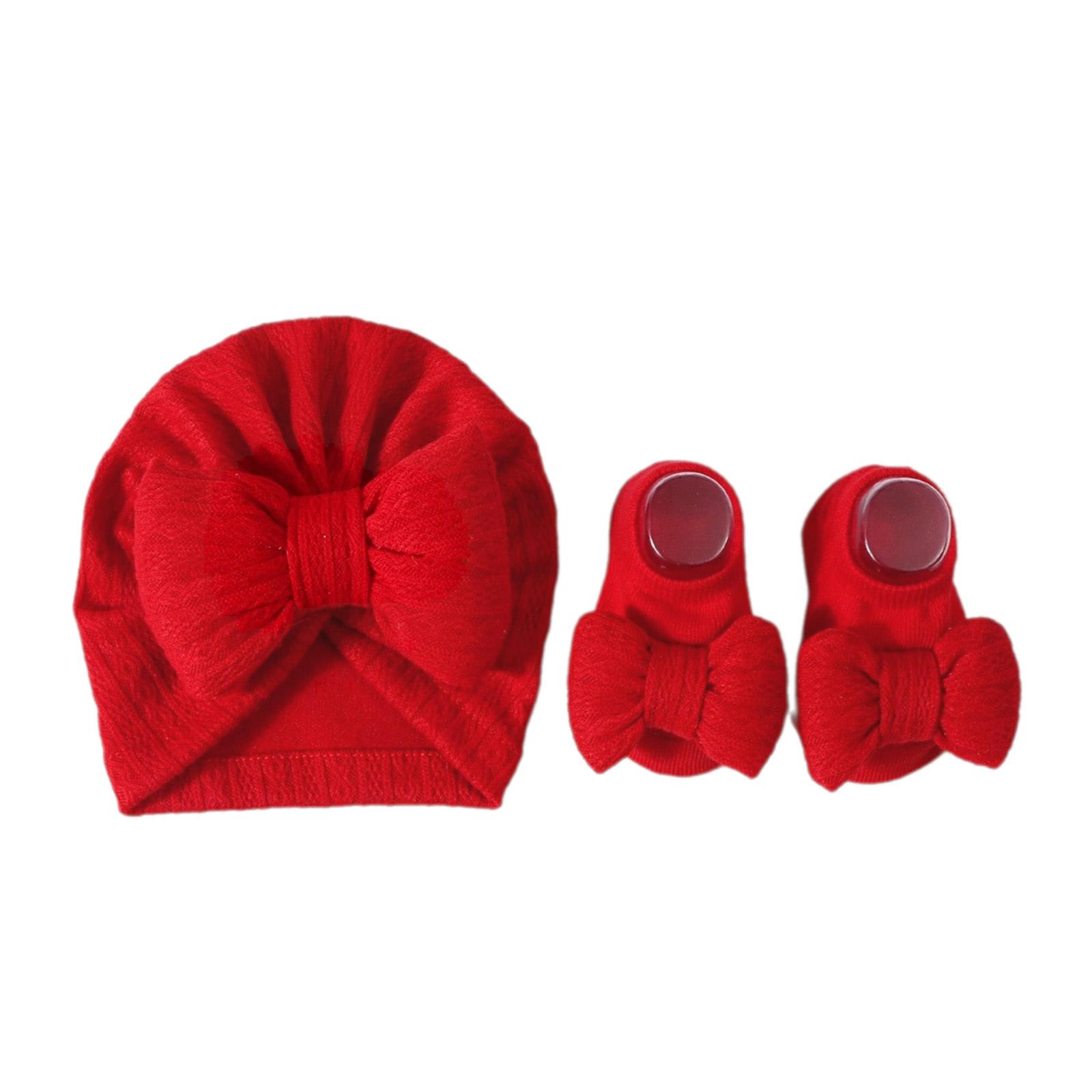

Cute Turban Hat Newborn Baby Hat with Socks Set Knitted Baby Hat with Socks Stylish Turban Hat with Short Tube Socks