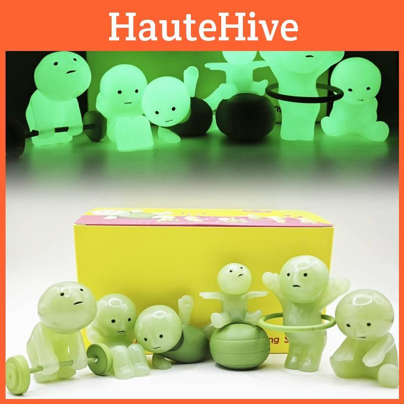 Luminous 6pcs Smiski Action Figure Model Cartoon Elf Decorations Kids Gifts