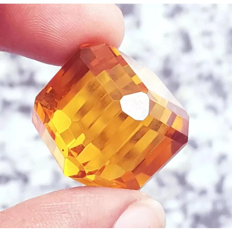Fabulous Brazilian Orange Topaz A+ Natural Cube Cut 94-96 Ct Certified Gemstone
