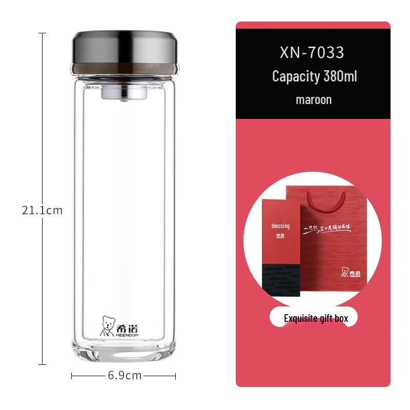 Heenoor Double Wall Glass Tea Infuser Bottle