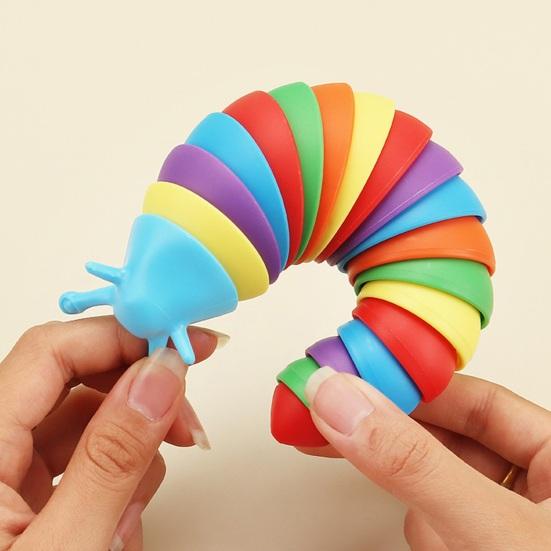 Colorful Caterpillar Fidget Toy Funny Bendable Cute Portable Stress Relief Decompression Kids Adults Slug Sensory Toy Birthday Gift