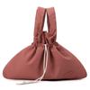 New Women's Retro Bundle Literary and Pastoral Handbag Solid Color Drawstring Commuter Bag