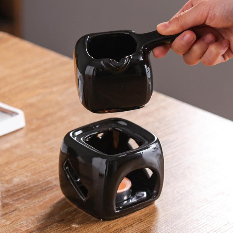 Rapid Heating Ceramic Chocolate Melting Pot for Fondue and Desserts Butter Warmer Aromatherapies Oil Burners Fondue Pot