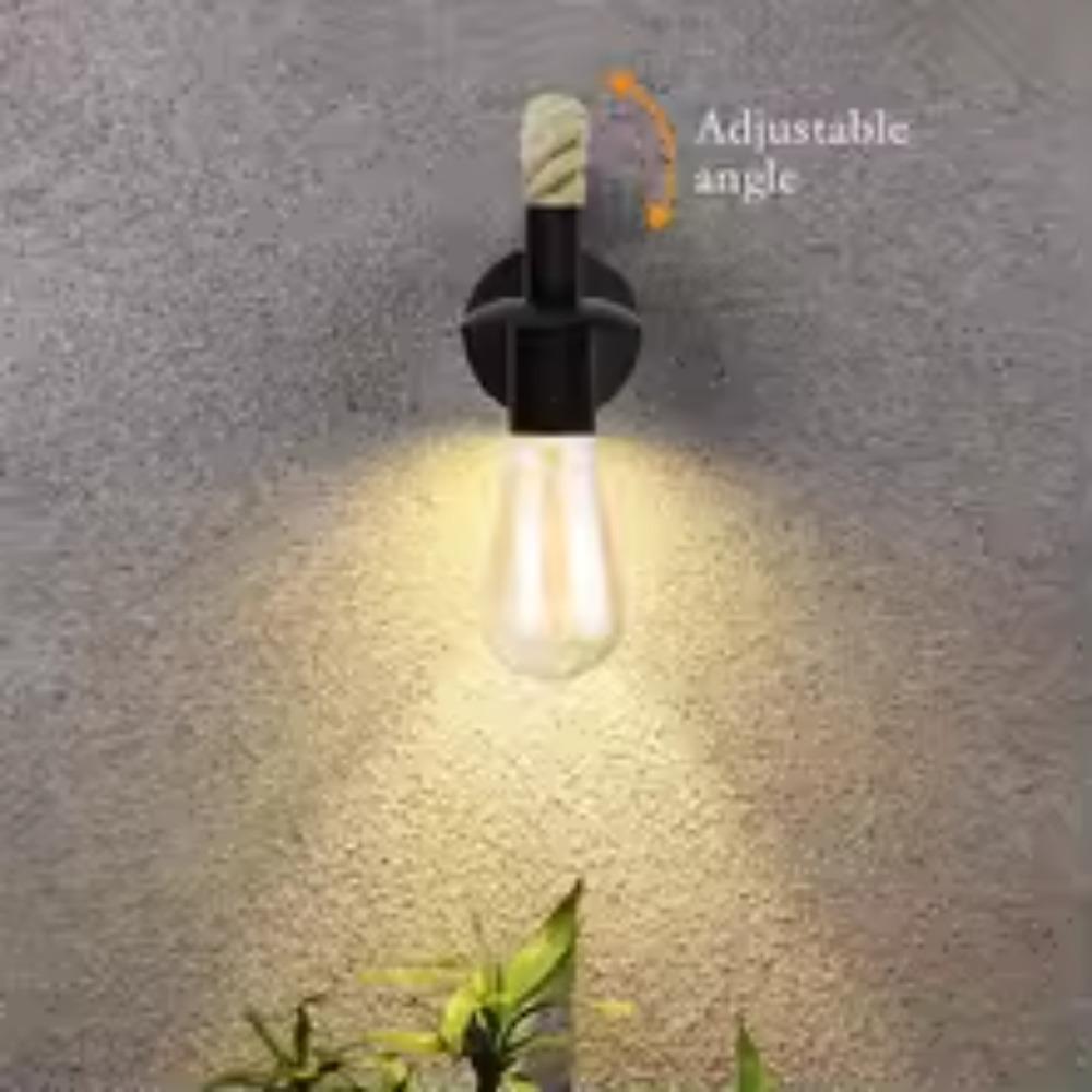 Solid Wood Vintage Industrial E27led Wall Light Retro Classic Hemp Rope Decor Indoor Light for Bar Restaurant Bedroom Corridor