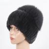 New Women Winter Luxury Real Rex Rabbit Fur Hat Knitted Rex Rabbit Fur Hat Top Natural Fox Fur Cap Genuine Fox Fur Beanies Hat