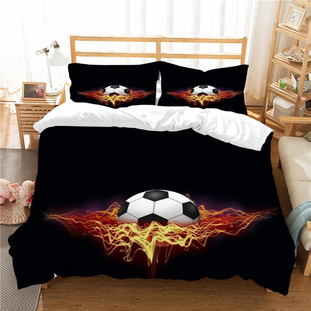 3D Football Printing Home Bedclothes Comforter Duvet Cover Bedding Set Duvet Covers Boy Children Bed Suit Comfortable