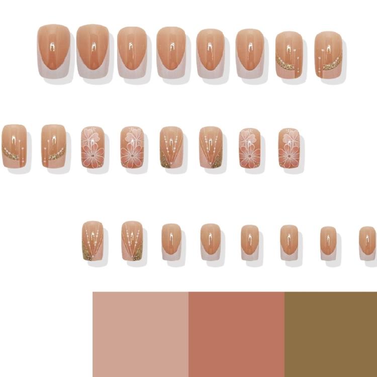 24buc Unghii Moderne Press On Vârfuri Franceze Unghii False Acoperire Completă Unghii Lipibile Designuri Florale de Primăvară Pentru Femei Fete