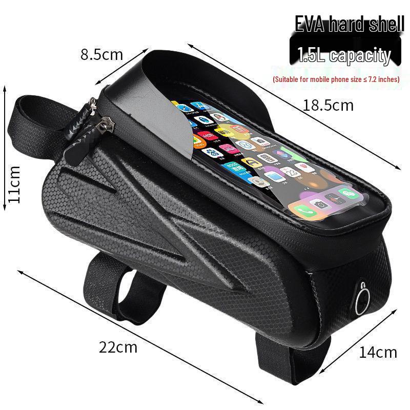 Waterproof Bicycle Top Tube Bag with Mobile Phone Holder and Saddle Storage