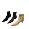 2025 autumn and winter pointed thin heel elastic boots Internet celebrity thin boots medium boots matte high heel velvet commuter short boots women