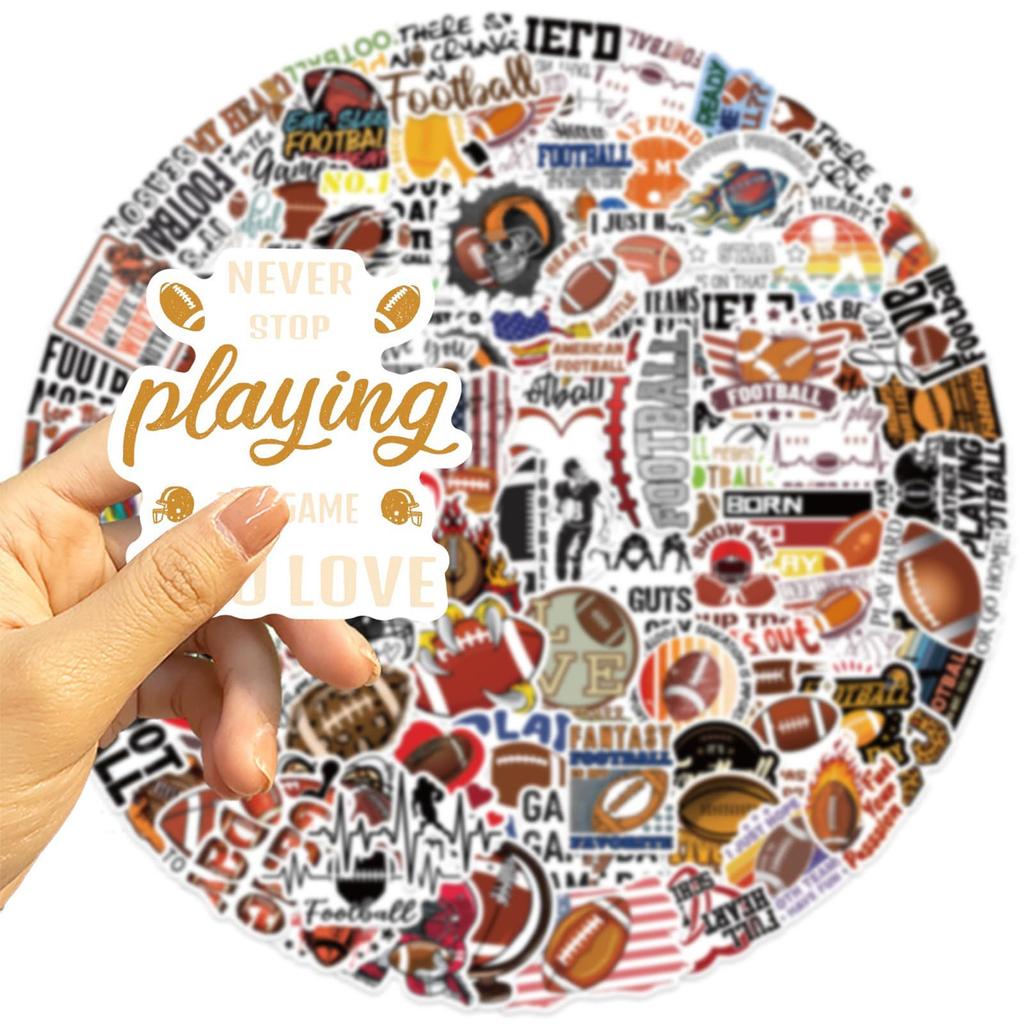 100 Autocollants de Football, Autocollants Imperméables de Football Américain, Autocollants Pour Bagages, Skateboards et Casques