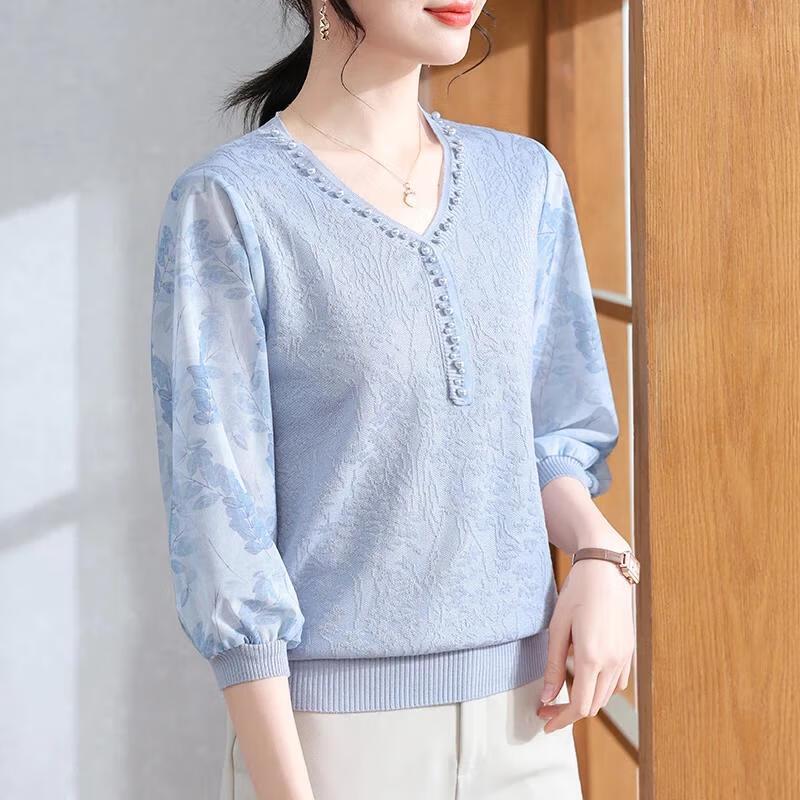 

XUEXI Женский трикотажный топ с рукавом три четверти, осень 2025 XL